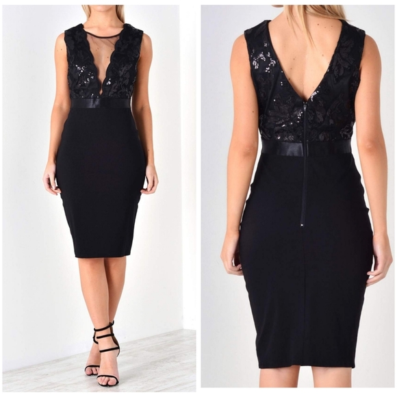 Goddiva London Dresses & Skirts - SALE !! GODDIVA LONDON PLUNGE NECKLINE MIDI